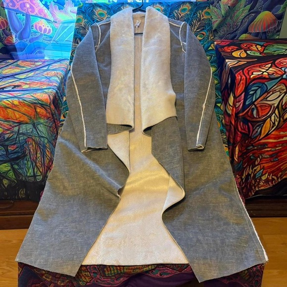 Amadi Jackets & Blazers - Anthropologie Amadi Camilla Gray Faux Suede Duster Jacket Size S Made in USA